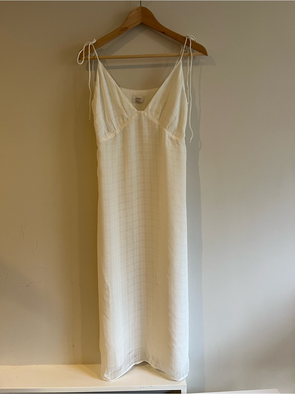 Slip Nightdress with Tie Straps in Cream